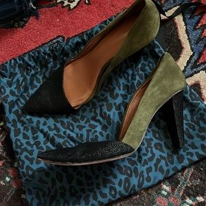 Rebecca Minkoff green and black heels
